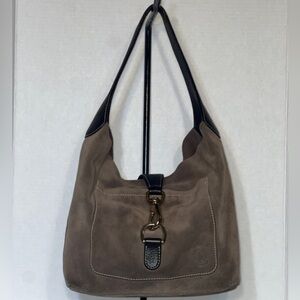 Vintage Dooney & Bourke Tan Suede Leather Hobo Shoulder Bag